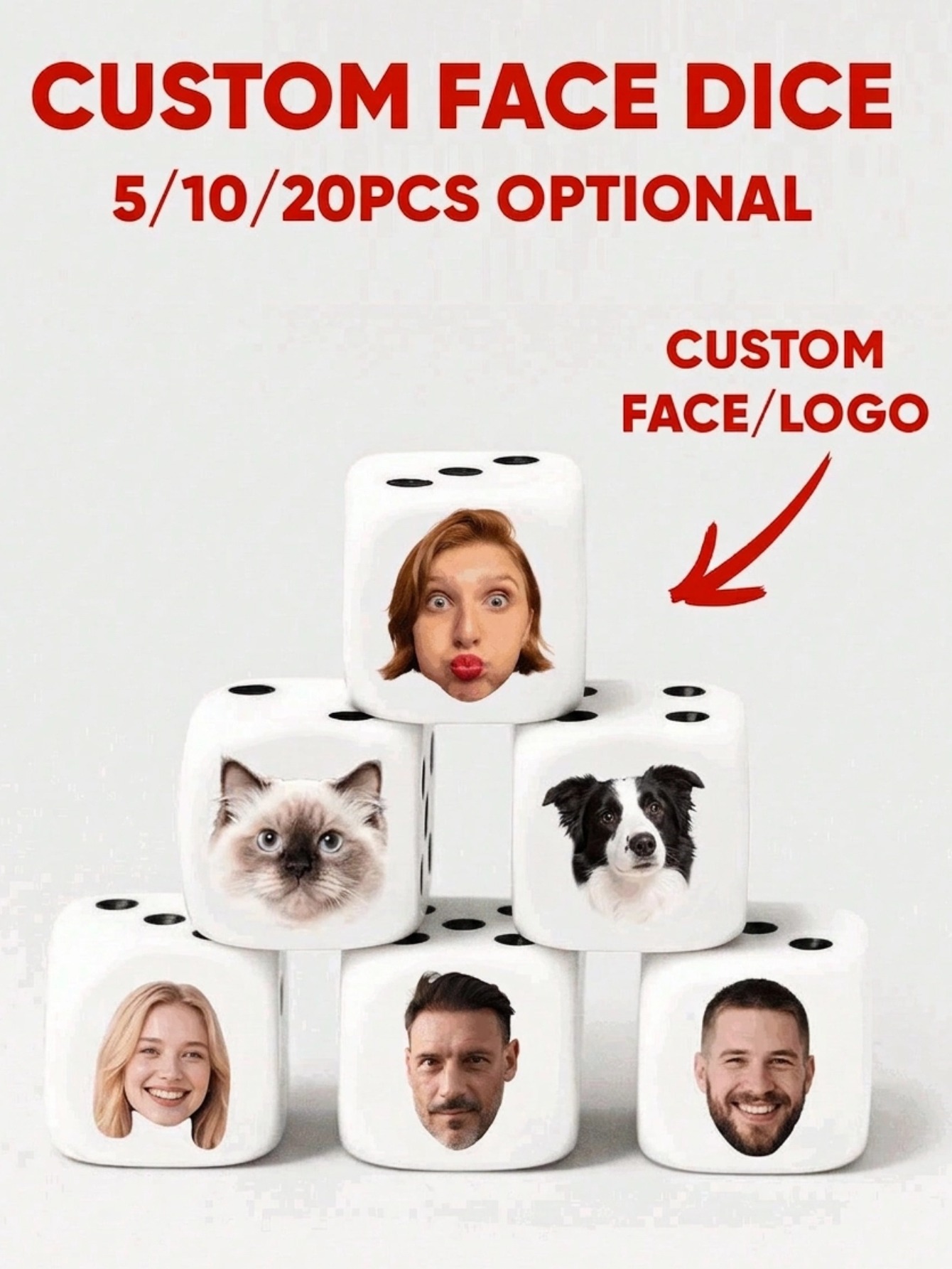 Party Games Christmas - Dés à visage personnalisé, dés de