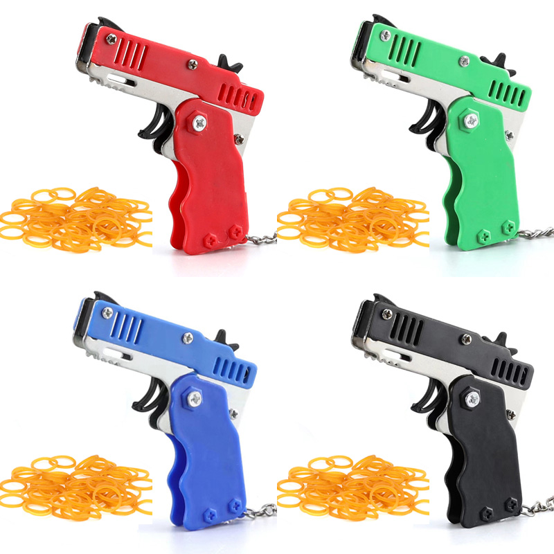 Party Games Gender Reveal - Mini porte-clés élastique pistolet jouet métal